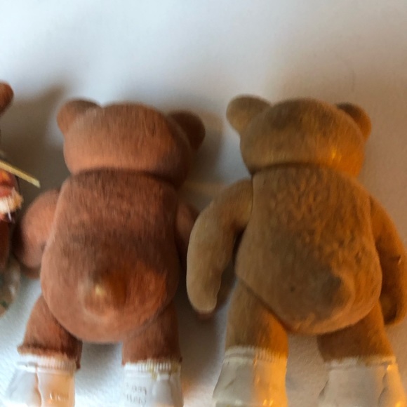 Vintage Furskin Bears Lot of 3 Flocked Bears 1980s, 4” - Picture 5 of 13